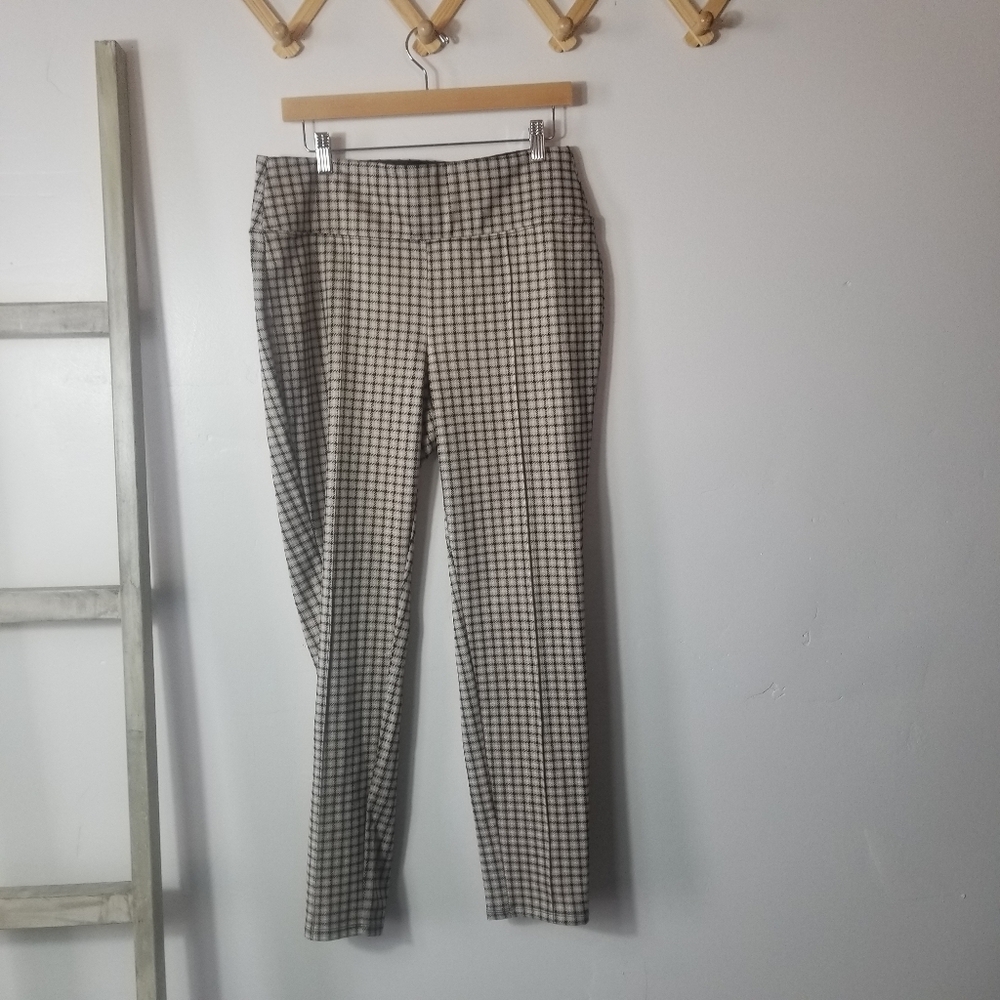 NINE WEST WOMEN'S CHECKERED DRESS PANTS LEGGINGS SIZE LARGE